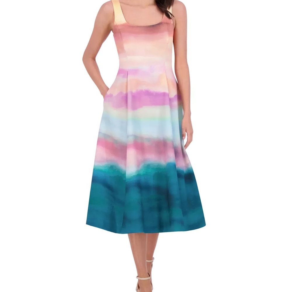NWT Vince Camuto Scoop-Neck Fit And Flare Scuba Midi Dress